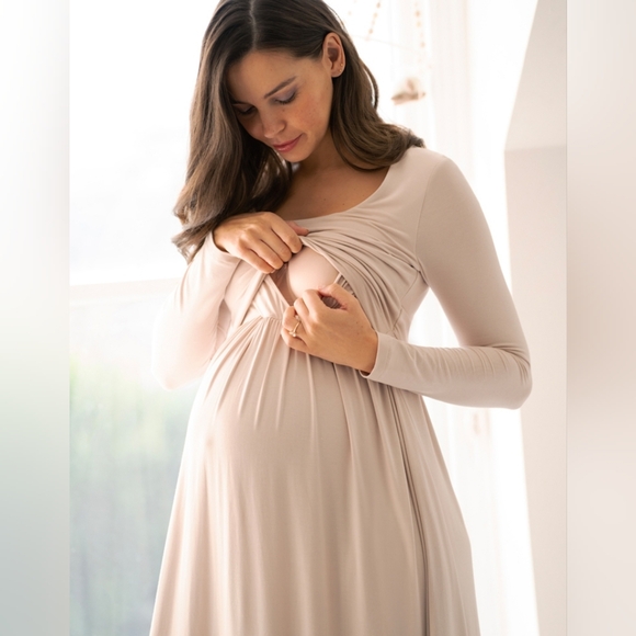 LUXE BY SERAPHINE Long Sleeve Maternity to Nursing Maxi Dress NWT - Picture 4 of 8